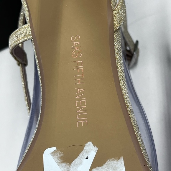 Saks Fifth Avenue Gold and Ankle Strap Stiletto Heels Size 8.5 M - Picture 12 of 16